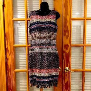 St. John Fringe Sleeveless Knit Dress Sz 6